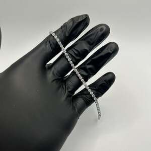 Moissanite Tennis Bracelet Real Silver VVS D Color Iced Out 3mm 7.5 Inch No Pass